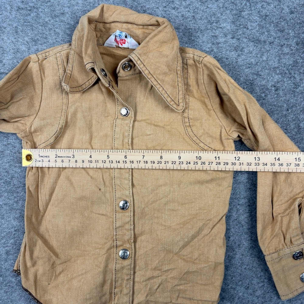 Mitey Miss Button Up Shirt Girls Size 5 Tan Vintage Western Denim Long Sleeve - Picture 8 of 9
